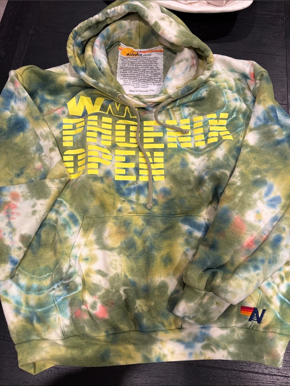 Aviator Nation Men’s Green & Blue Tie-Dye Phoenix Open Crewneck Hoodie
